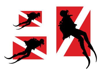 Diver Silhouette – A5 Dalış Bayrağı Sticker Seti (3 Boy)