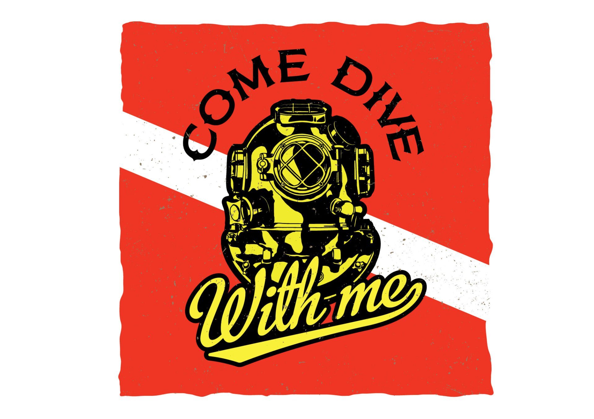 Come Dive With Me Dalış Sticker – Vintage Tarz Tasarım