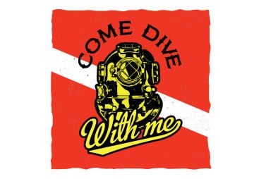 Come Dive With Me Dalış Sticker – Vintage Tarz Tasarım