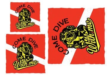 Come Dive With Me Dalış Sticker – Vintage Tarz Tasarım